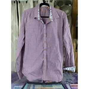 Justing Mens 2XL Flip Contrasting Cuff Shirt Plaid Long Sleeve Floral Cuff